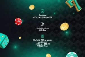 Curacao lisenziyası, hədiyyə olaraq GiftBox, həftəlik 10%-ə qədər cashback, 120%-ə qədər xoş gəldin bonusu və 250 pulsuz fırlatma Pin-Up kazinoda