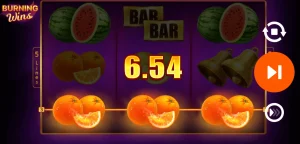 burning Wins: Classic 5 Lines Slot Oyun Ekranı - Portağallar və Qazanan Kombinasiya
